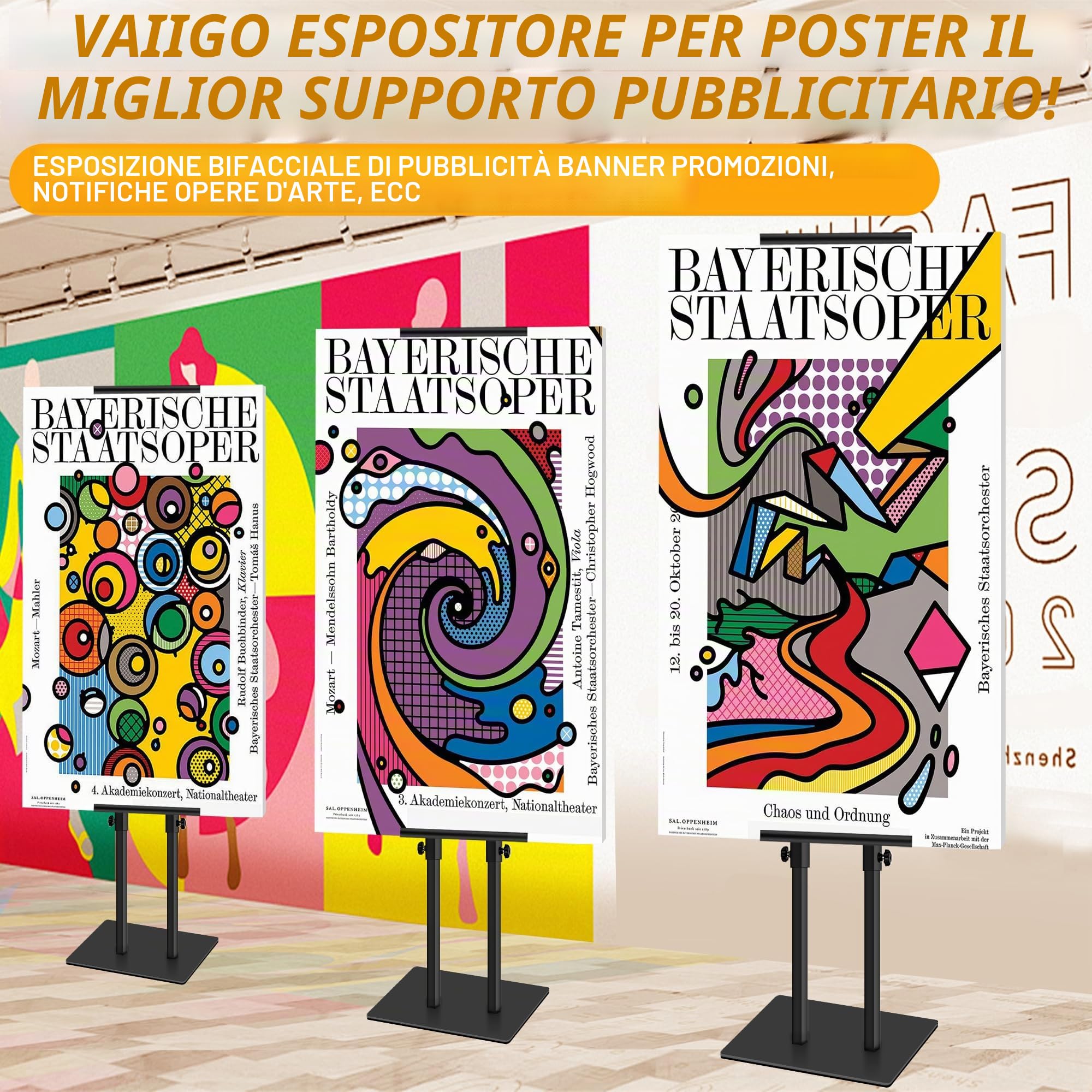 2 Pack Supporto per Poster KT Board Doppia Faccia, Supporto per Espositore Regolabile, Altezza del Supporto Pubblicitario in Metallo Fino a 78 Pollici (Nero)