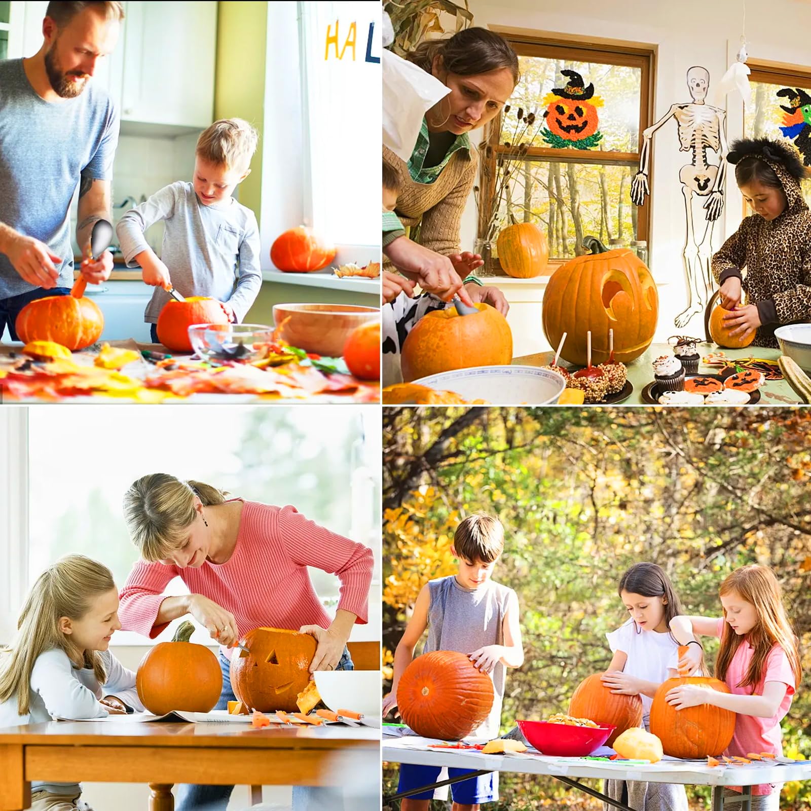 Pumpkin Carving Kit 10 Piezas de Acero Inoxidable para Calabazas Halloween, Set Profesional de Tallado para Frutas y Decoración Festiva