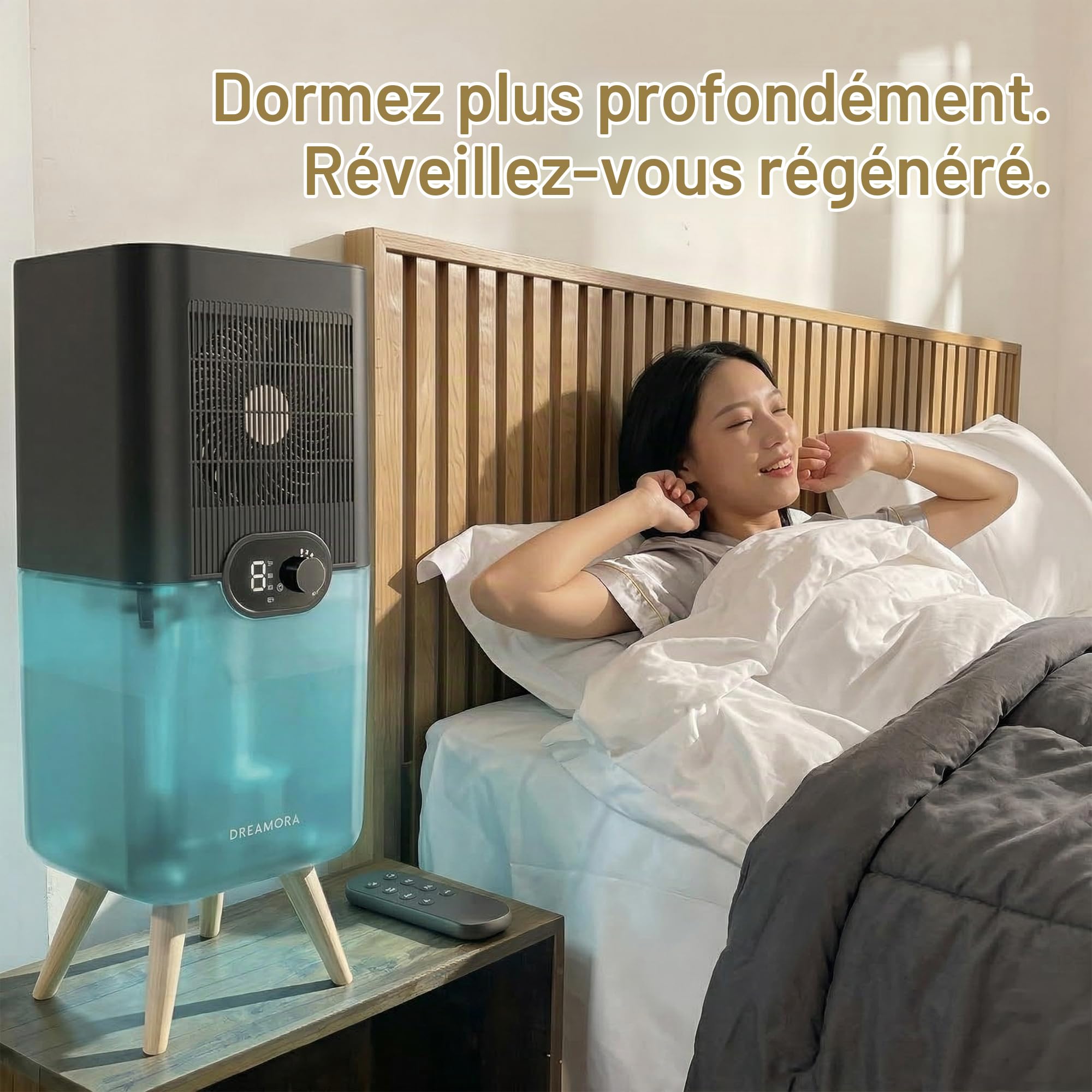 Refroidisseur Luna pour Matelas à Eau - Silencieux et Compact | Confort Réversible Double Face, Circulation Liquide Réfrigérée, Endormissement Profond, sans Abonnement ni Frais Cachés -Gris