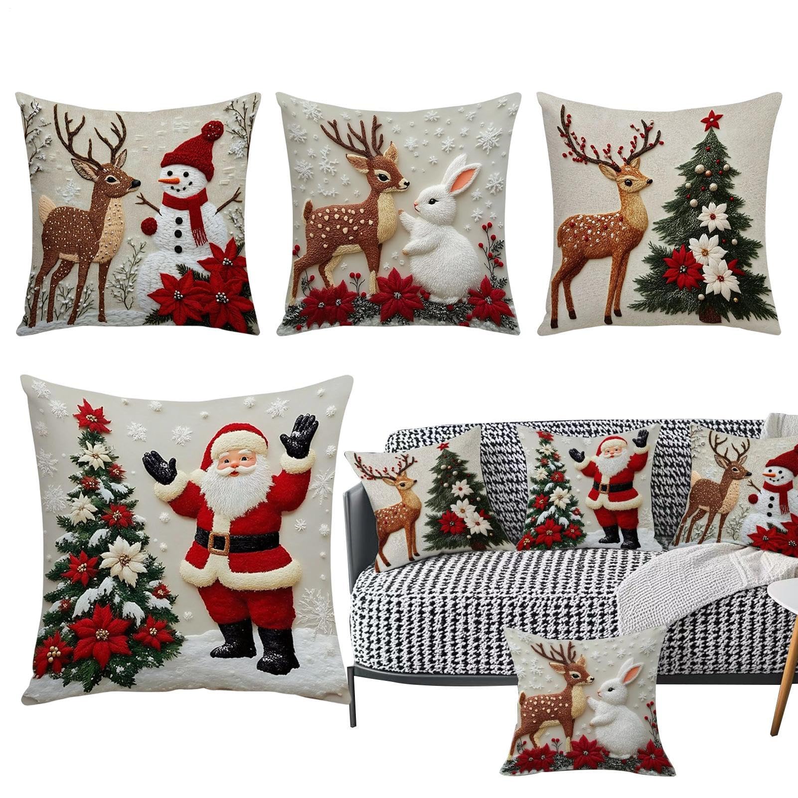 Housses de coussin de vacances en tissu doux pour la déco de salon