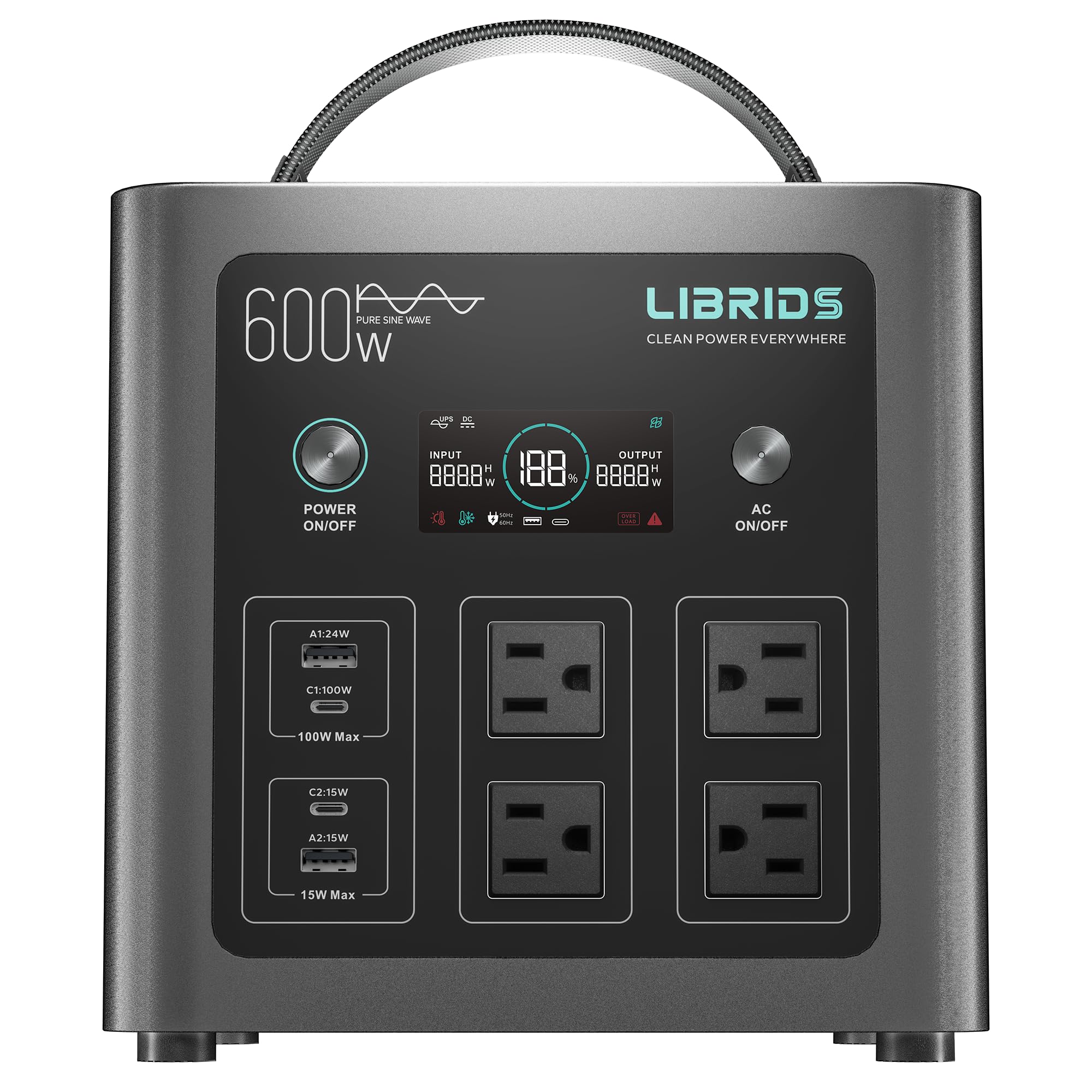 LIBRIDS EnergyCan C600 ポータブル電源 動作確認済 Amazon.com: LIBRIDS Portable Power Station C600, 640Wh 600W Solar