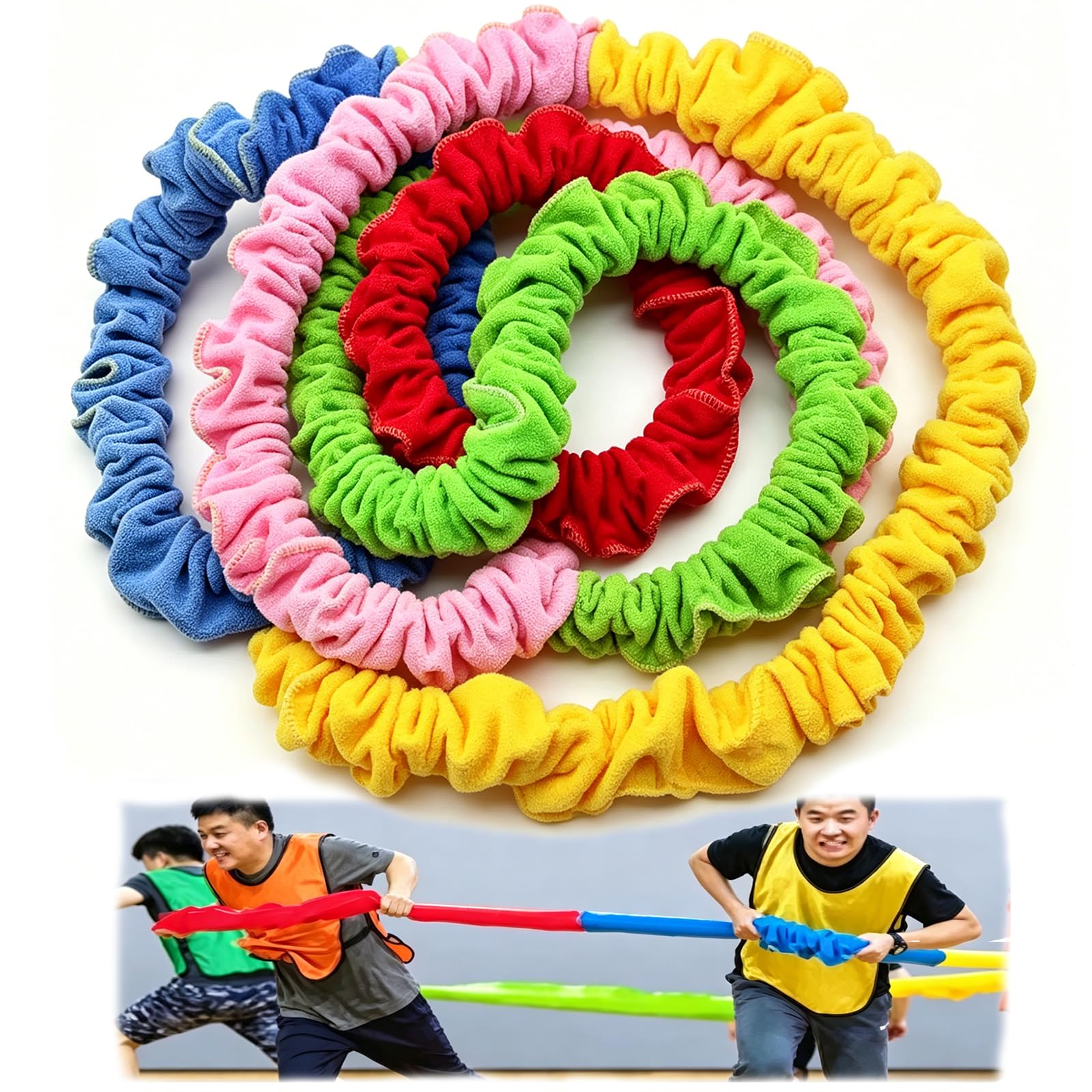 Elastic Cooperative Stretchy Band for Group Exercise, Soft Resistance Band Loop One Size 3.5m for Outdoor Fitness, Teamwork Training, and Music Movement Activities