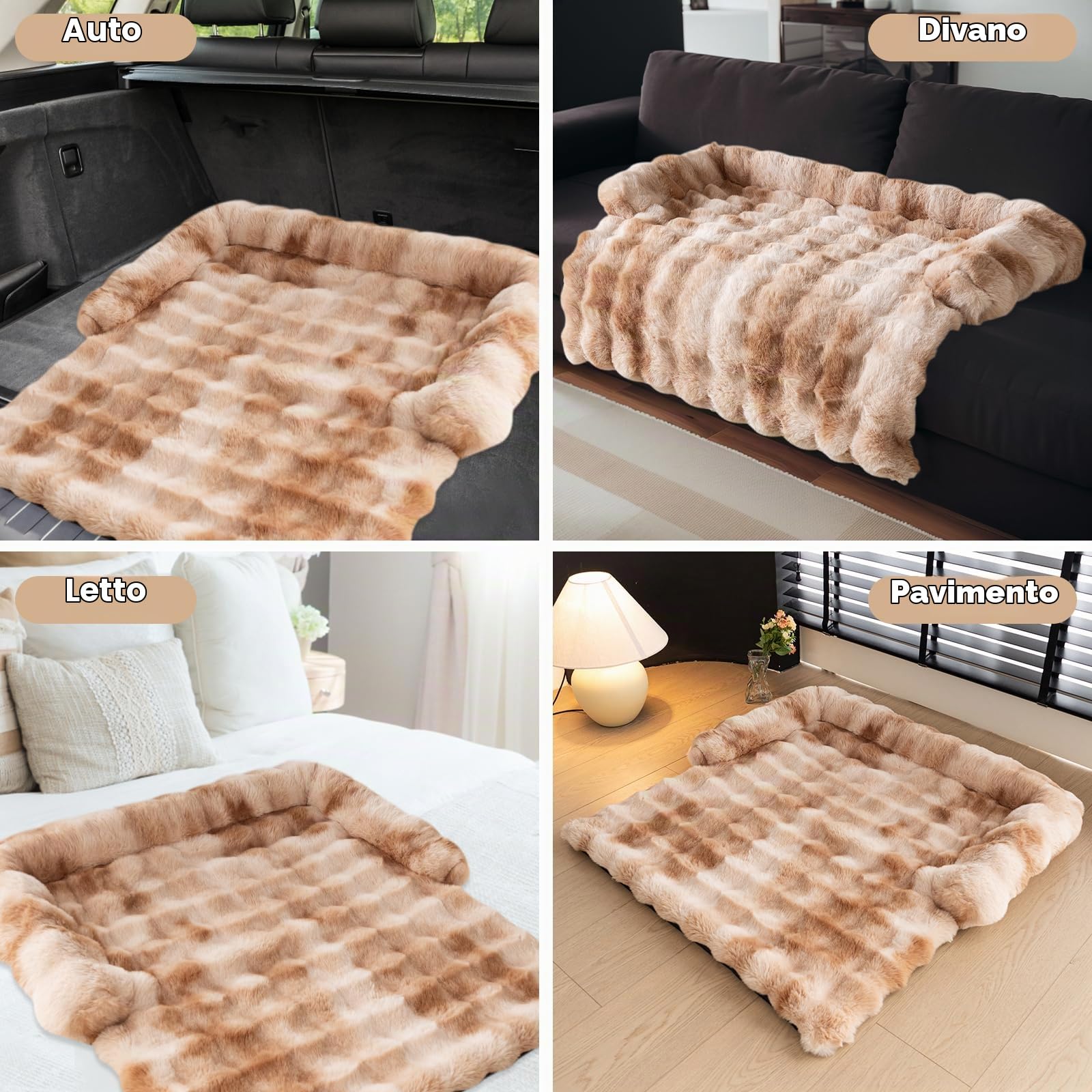 OKYUK Cuccia per cani, super comoda, per divano, lavabile a mano, antiscivolo, adatta per cani (Shaggy Gradient Curry, 75 x 75 x 13 cm)