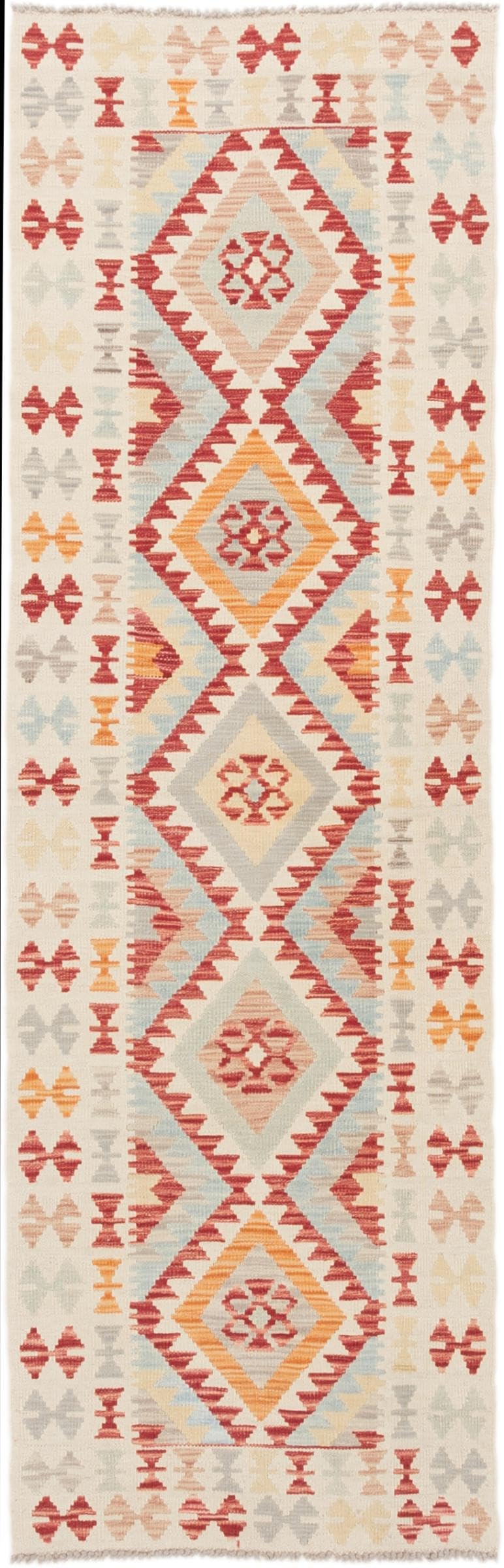 Tapis d'Orient Kilim Afghan en laine 77x241, tapis de course couloir tissé main