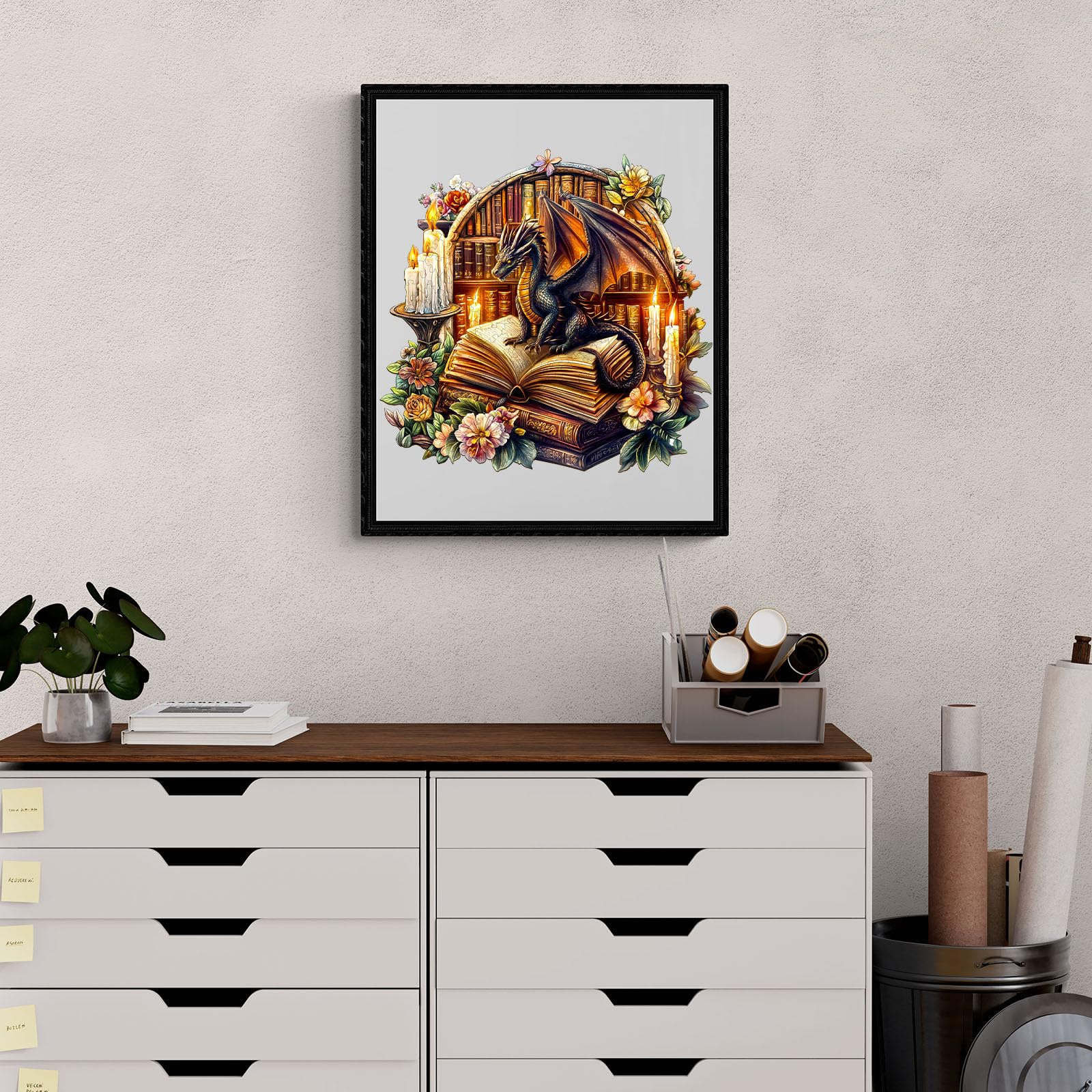 Wooden Puzzles for Adults 290pcs Dragon's Library Wood Jigsaw Puzzles for Adults Unique Animal Shape Puzzles with Wooden Box - Image 2