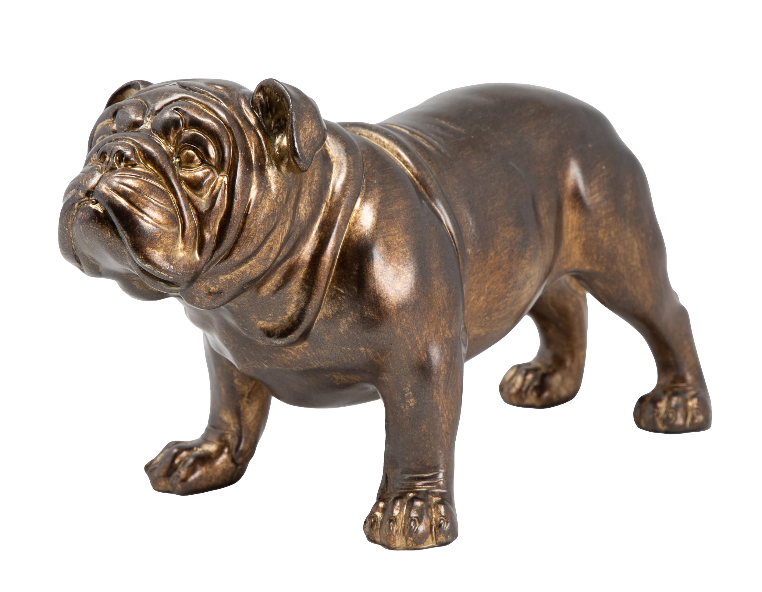 THORNE ANTIQUES AND COLLECTABLES Bronze Bulldog Statue – 26cm Bronzed Resin Dog Ornament | Detailed Standing British Bulldog Sculpture for Home Décor | Antique Bronzed Finish