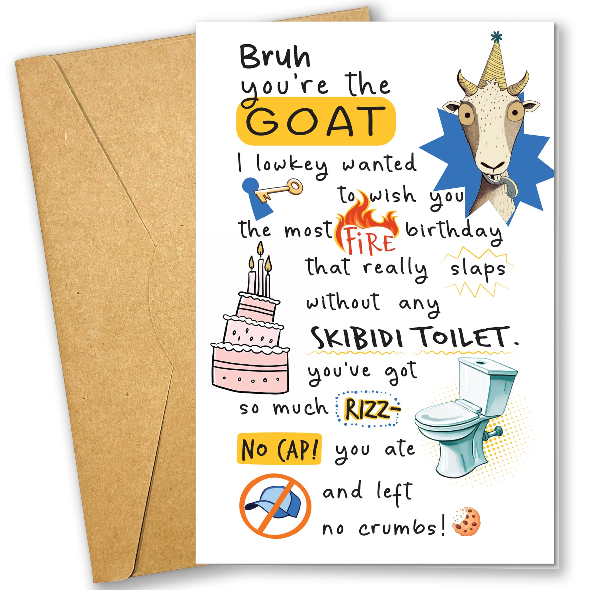 Gooji 5X7 Skibidi Toilet Funny Birthday Card For All Ages - Fire & GOAT