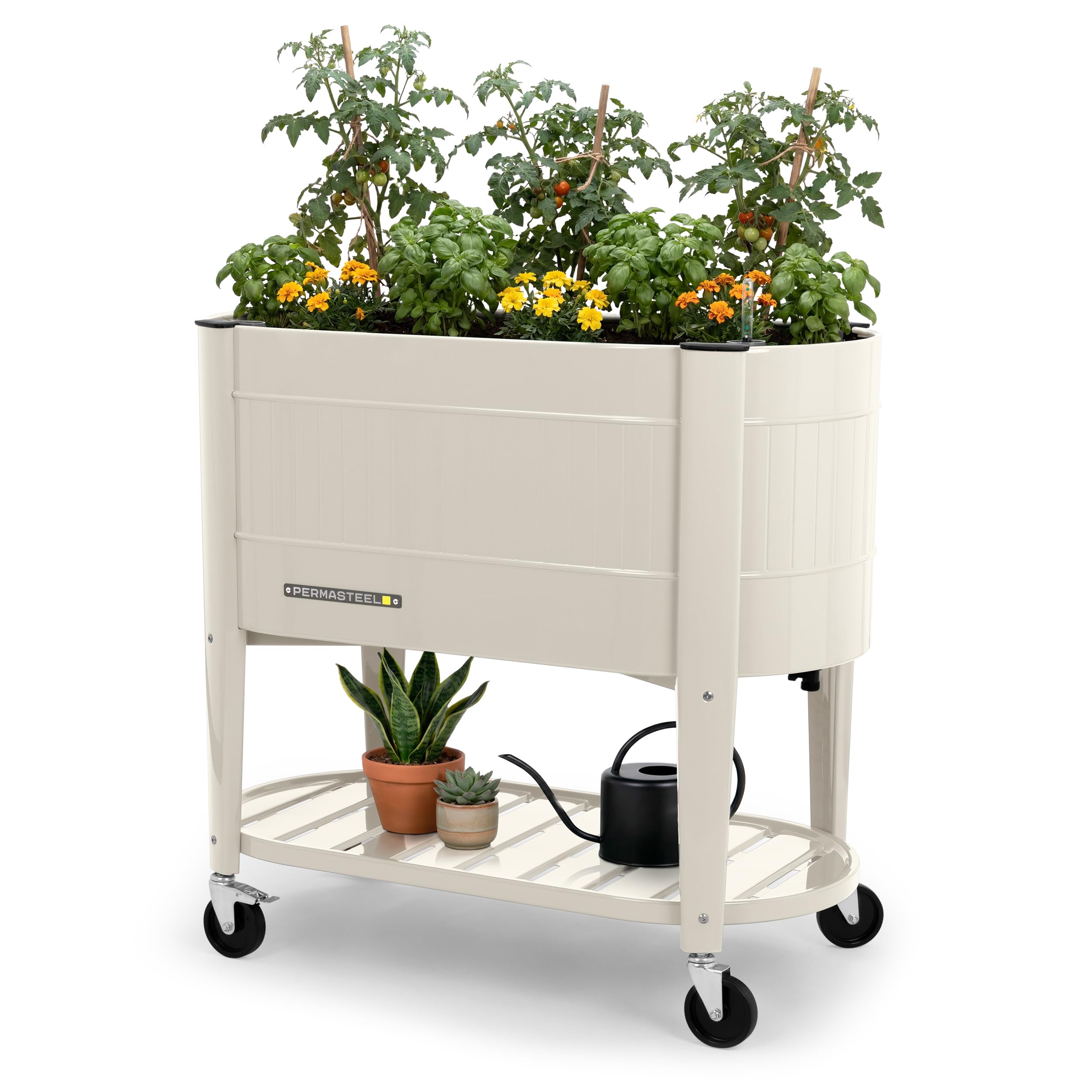 Permasteel Raised Garden Bed with Legs Ivory