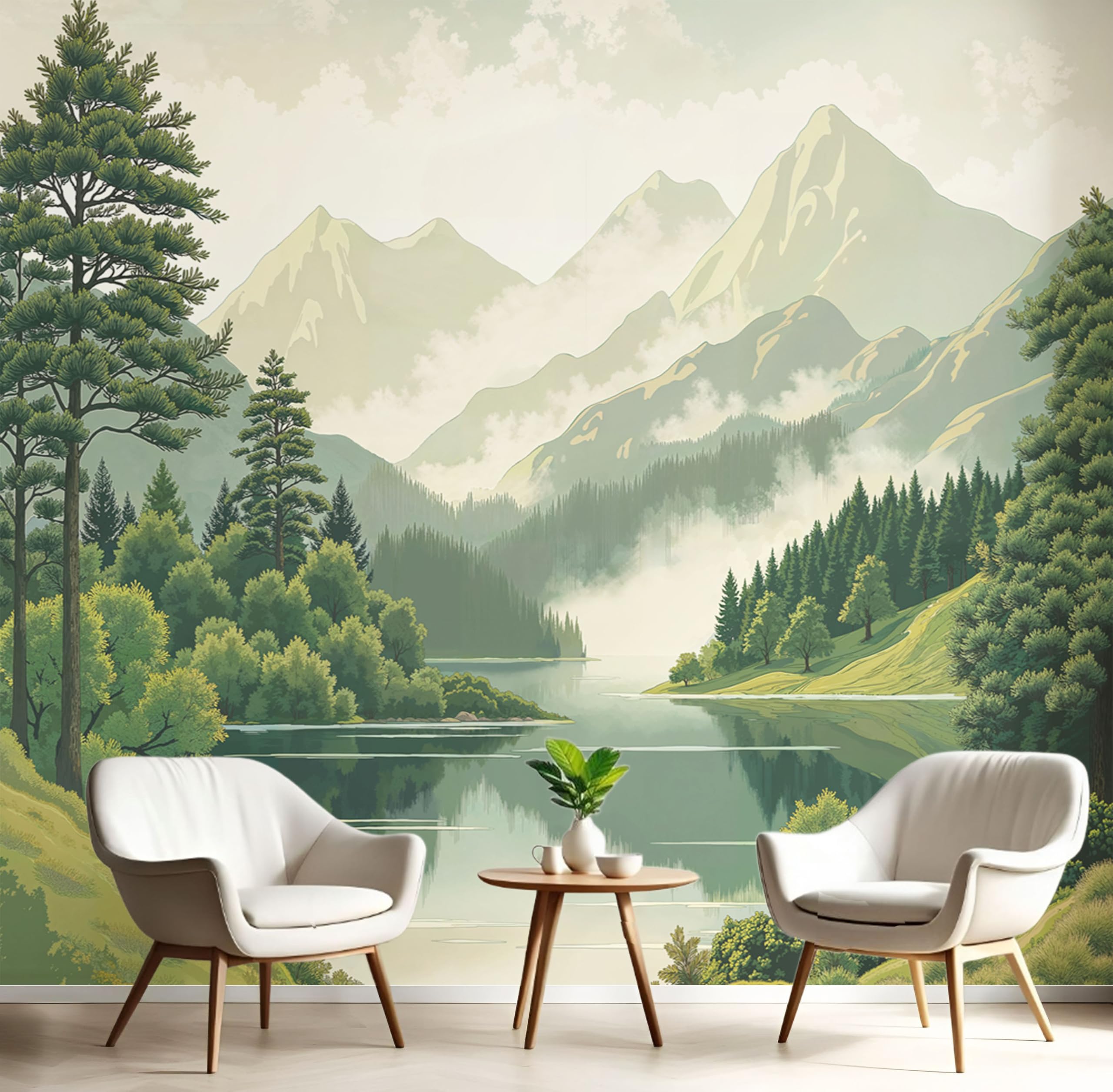 Papier Peint Panoramique Paysage de montagne pour créer un havre de paix dans la chambre