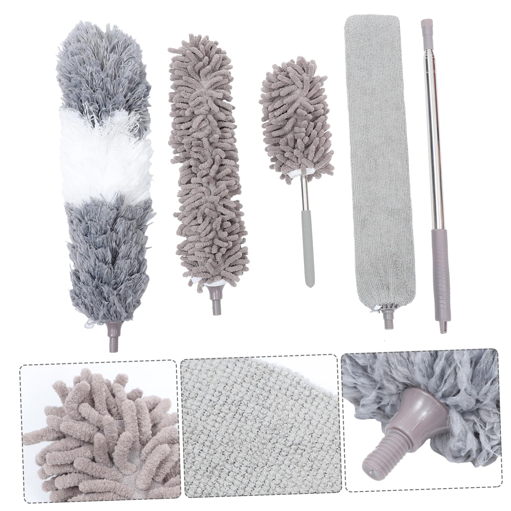 IWOWHERO Full-Set Ceiling Sweeping Brush Telescopic Pole Duster for Hard-to-Reach Areas