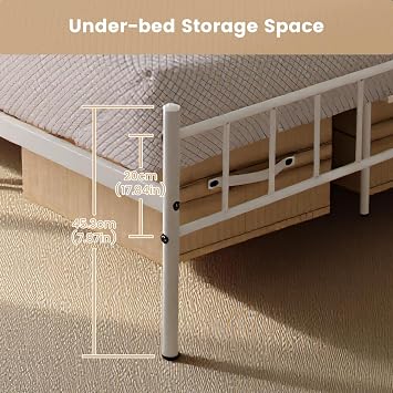 buybyroom Small Double Bed Frame, Suitable for 120x190 cm Mattress, White
