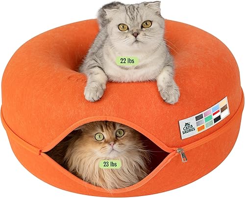 Miniatura 10 de Cattasaurus Peekaboo - Cueva para gatos, extra espaciosa para múltiples y grandes gatos de más de 12 libras, camas desmontables para gatos de