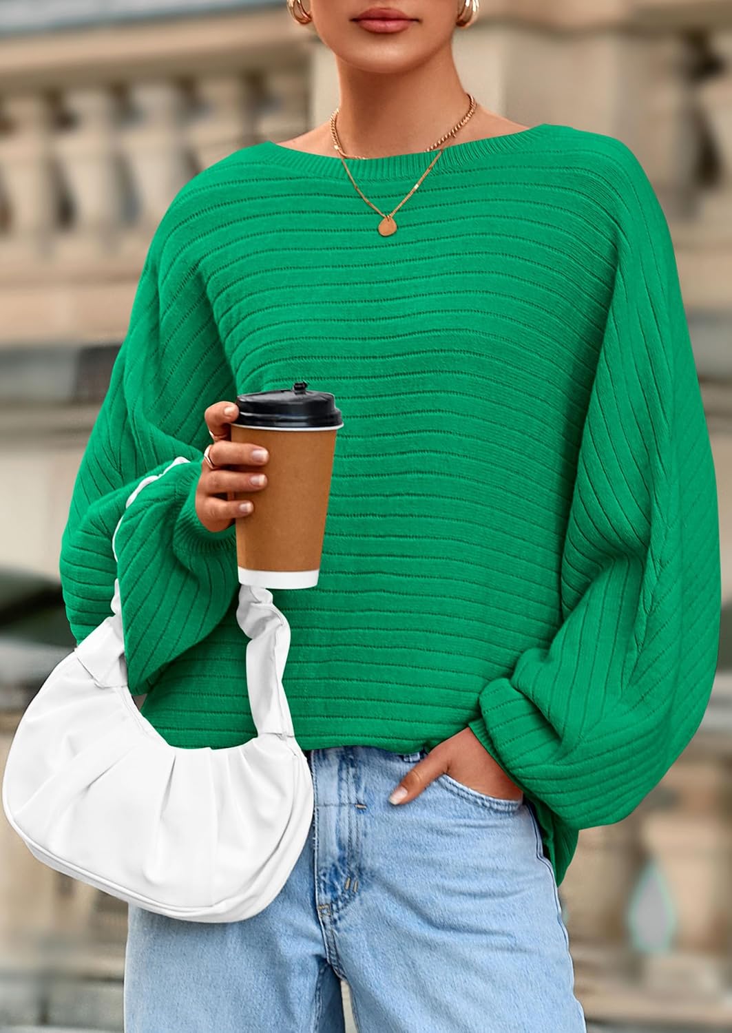 PRETTYGARDEN Sweaters for Women Oversized Spring Boat Neck Pullover Long Sleeve Knit Tops Cozy Fall Winter Fashion Clothing - Image 5