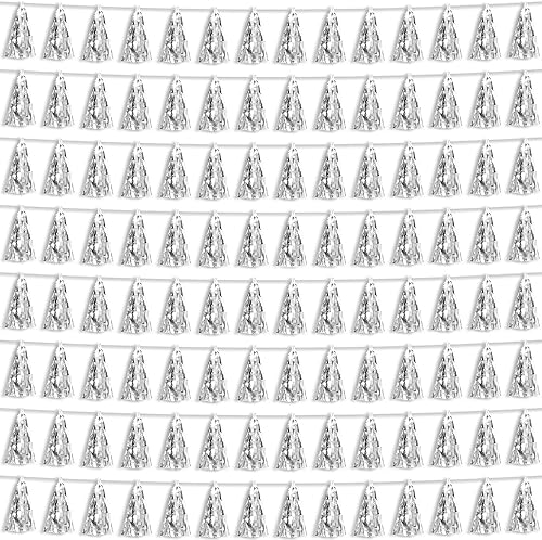 Guirnalda metálica de flecos de papel de aluminio plateado 8P para desfiles, despedidas de soltera, bodas, cumpleaños, Halloween, Navidad,