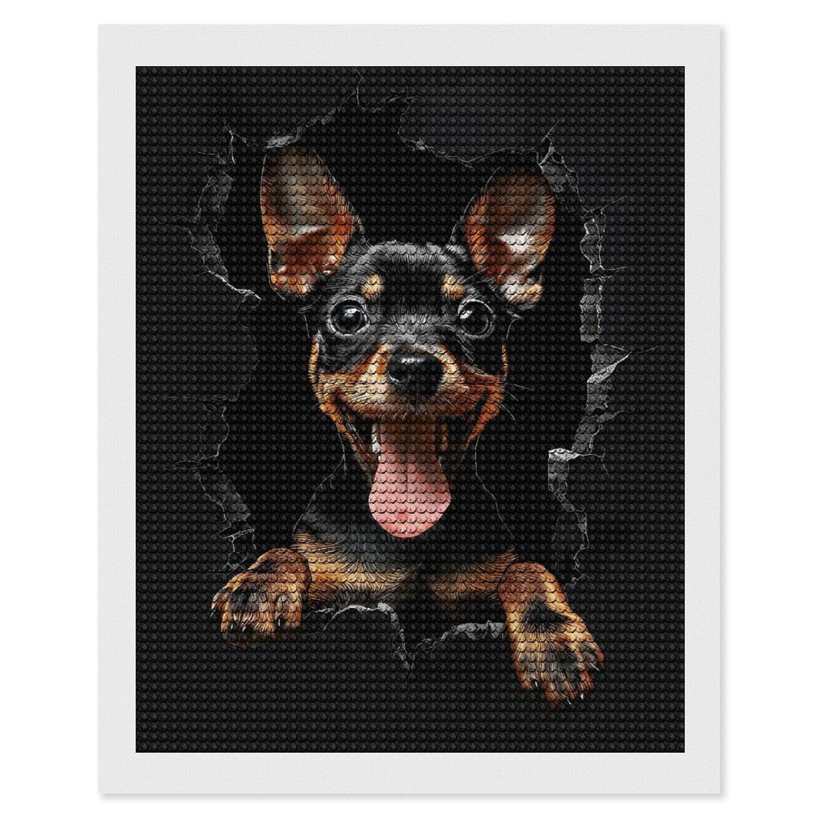 Junmoney Manchester Terrier DIY Diamond Art Canvas Kit 16"x20", Winter Craft, Mindful Craft Project, Aesthetic Room Decor, Decor Project