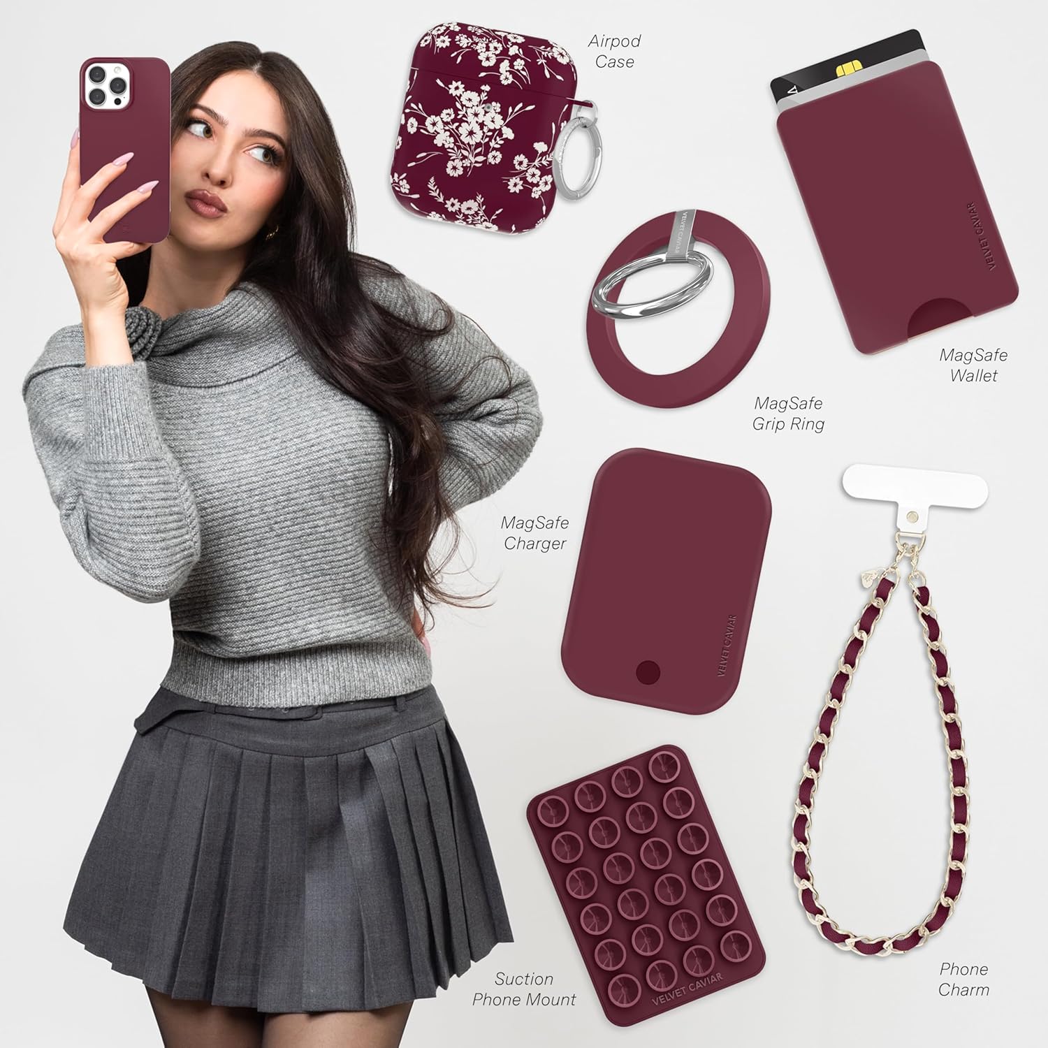 VELVET CAVIAR for iPhone 16 Pro Max Case - Compatible with MagSafe - 10ft Drop Protection (Burgundy)