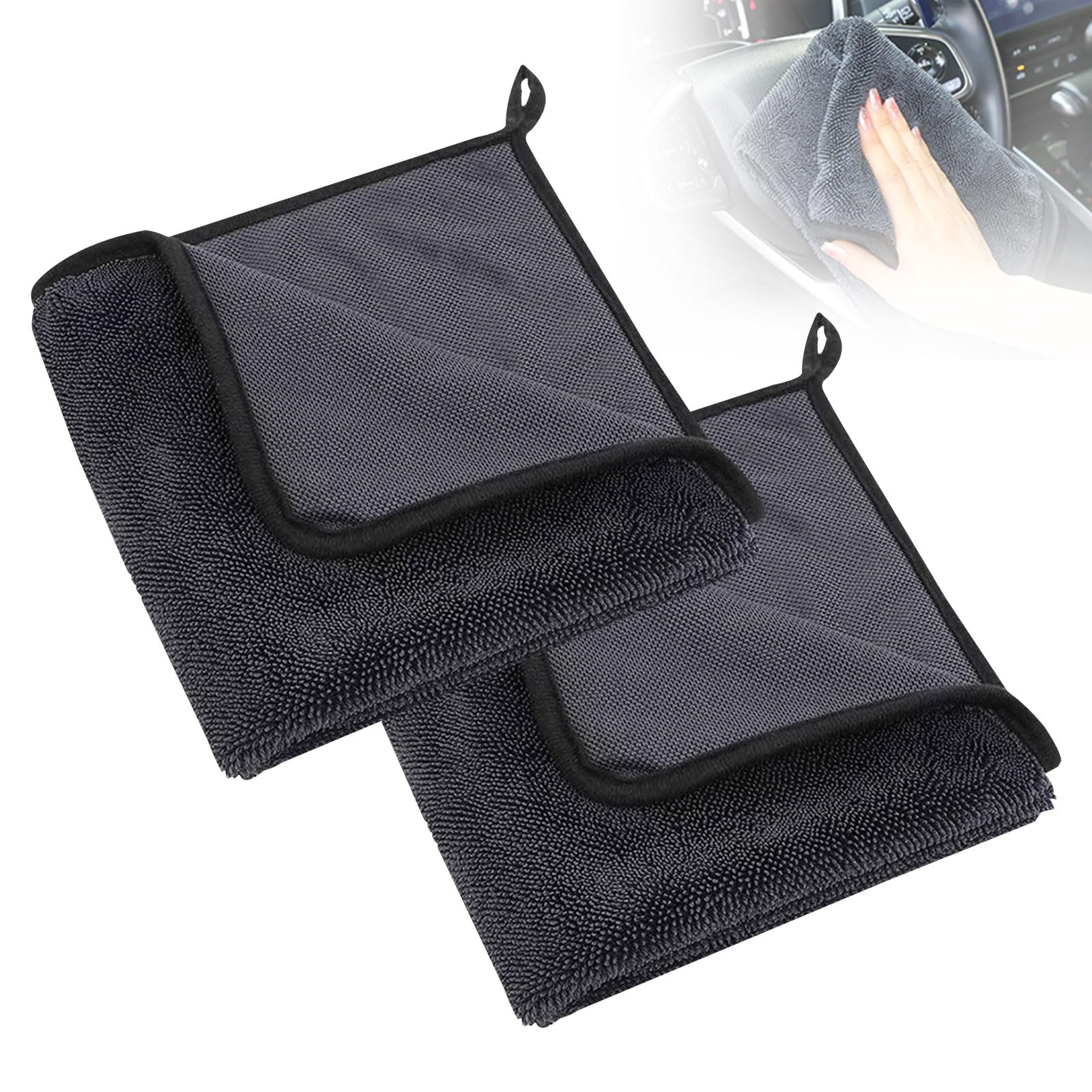 Futrliv Black 2-Pack Drying Towel,Experience The Ultimate In Cleaning With Our Thick Absorbent Drying Towel, Featuring High Absorbency Twisted Loop Fabric That Dries Your Vehicle Faster Than Ordinary Towels