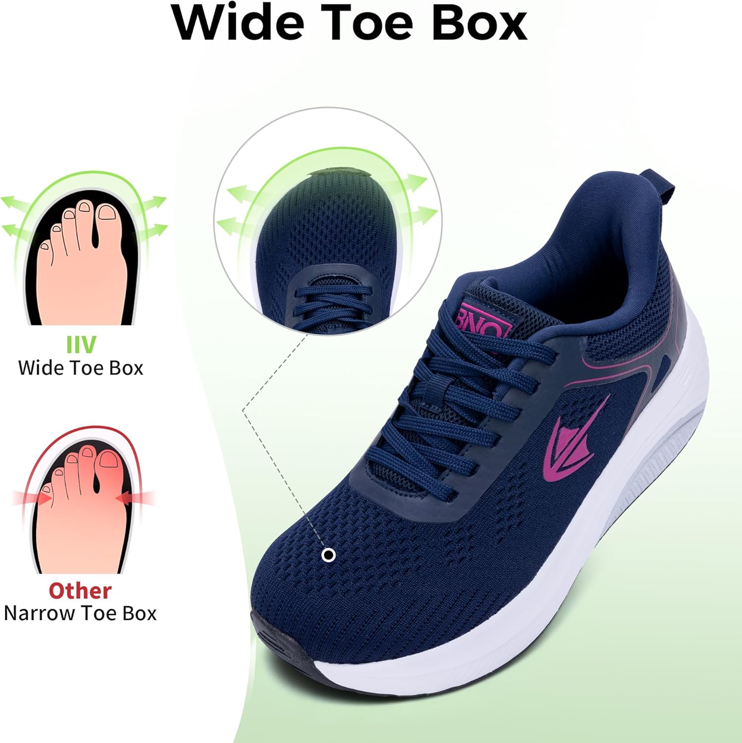 IIV Womens Wide Toe Box Walking Shoes with Arch Support Orthotic Tennis Sneakers Plantar Fasciitis Shoes for Pain Relief