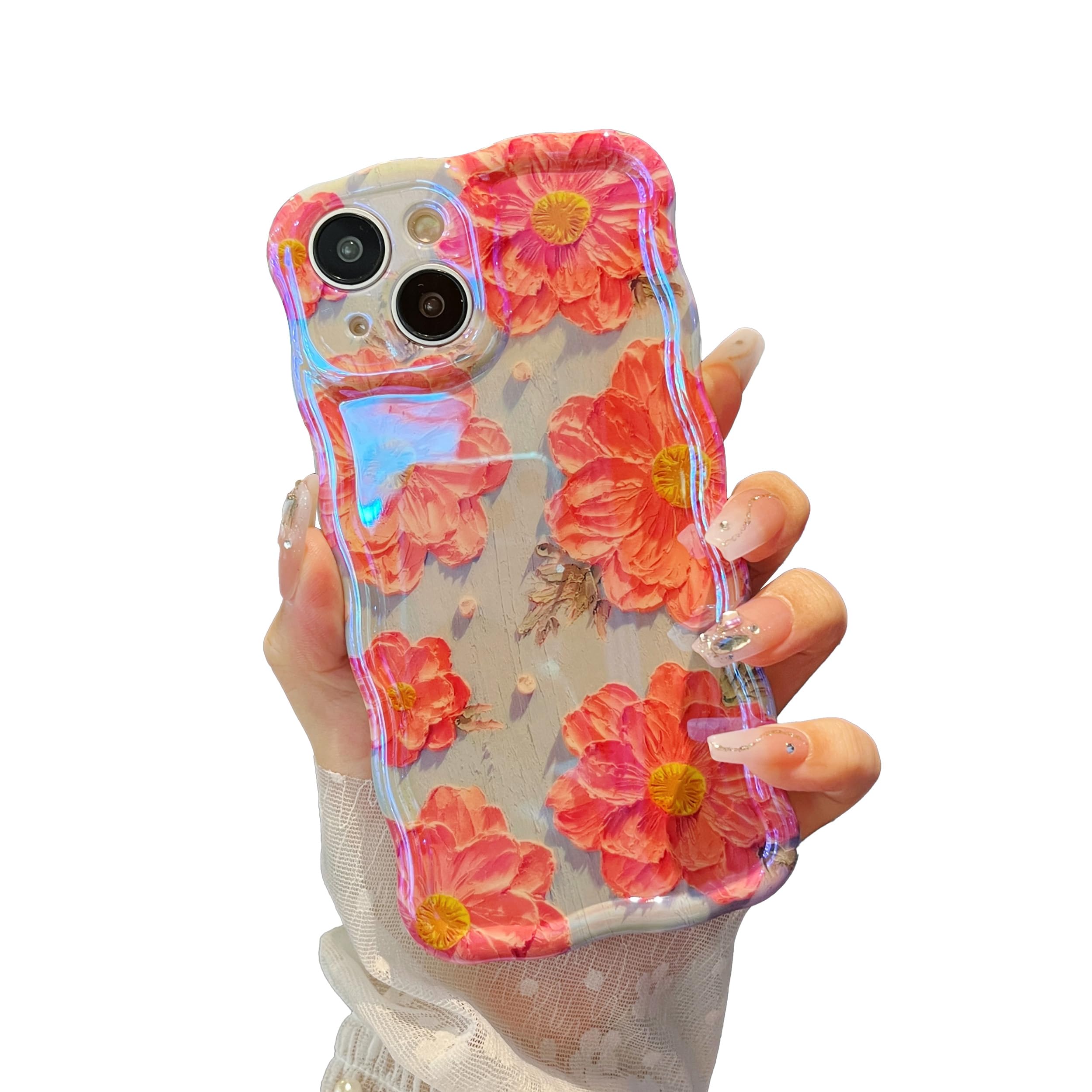 XIZYO Colorful Retro Oil Painting Flower Case for iPhone 14 Pro