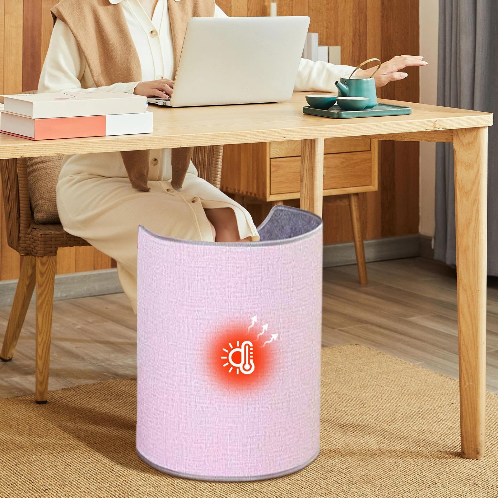 Almohadilla para pies para calentador de escritorio: calentador eléctrico plegable, tapete térmico, calentadors para pies plegable con termostato y temporizador | Protección segura contra