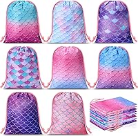 Vista 1 de Honoson 24 bolsas con cordón para fiesta de sirena, bolsas temáticas bajo el mar, bolsas de regalo de dulces a granel, suministros de decoración