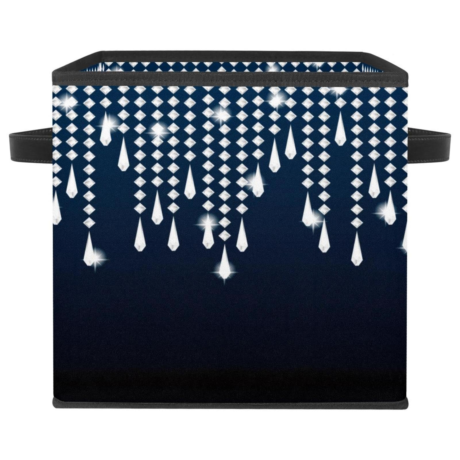 Boîte de rangement pliable avec poignées solides et fond strass chic