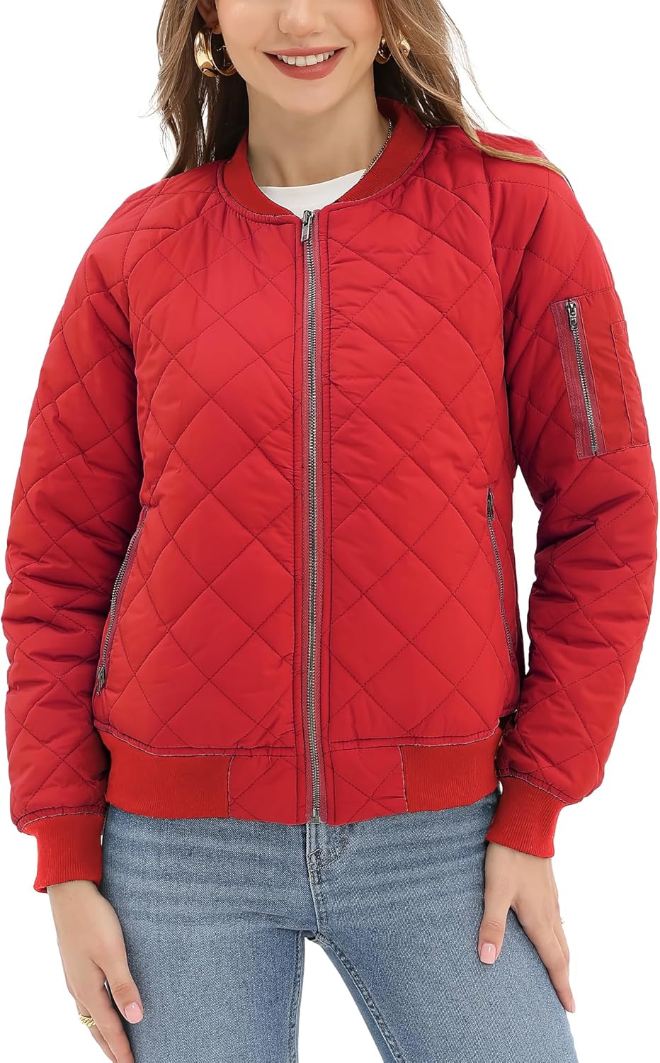 Argstar Women's Quilted Bomber Jakcet with 5 Pockets (XS-XXL)