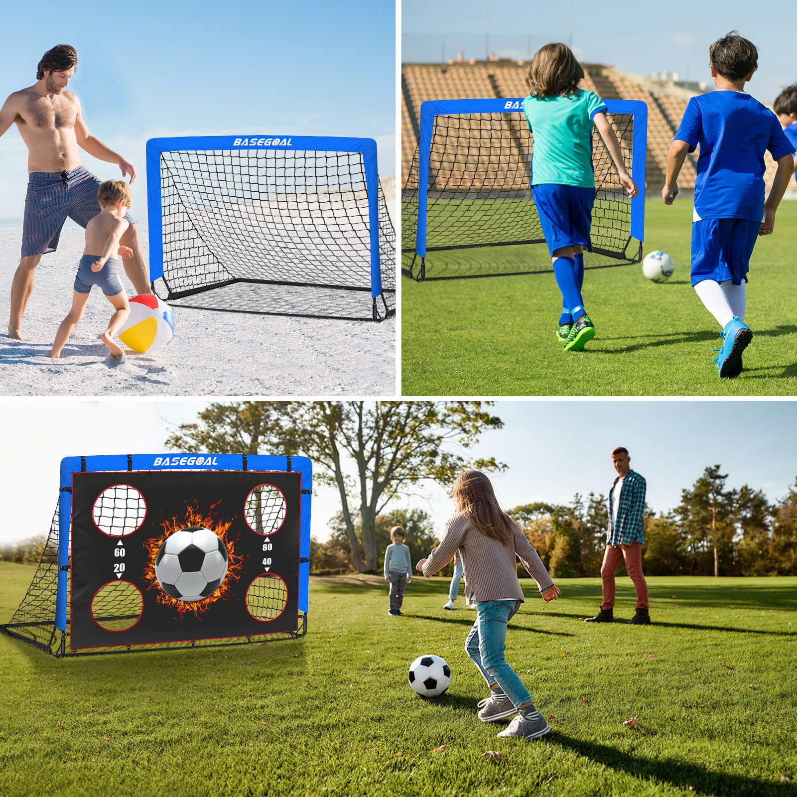 Cage de Foot Exterieur avec Cible Suspendue et Sac de Transport pour Jardin