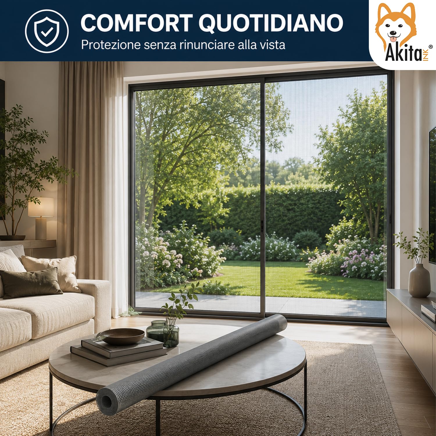 Akitaink Rotolo Zanzariera in Fibra di Vetro 250x120 cm, Rete Grigia per Sostituzione e Riparazione