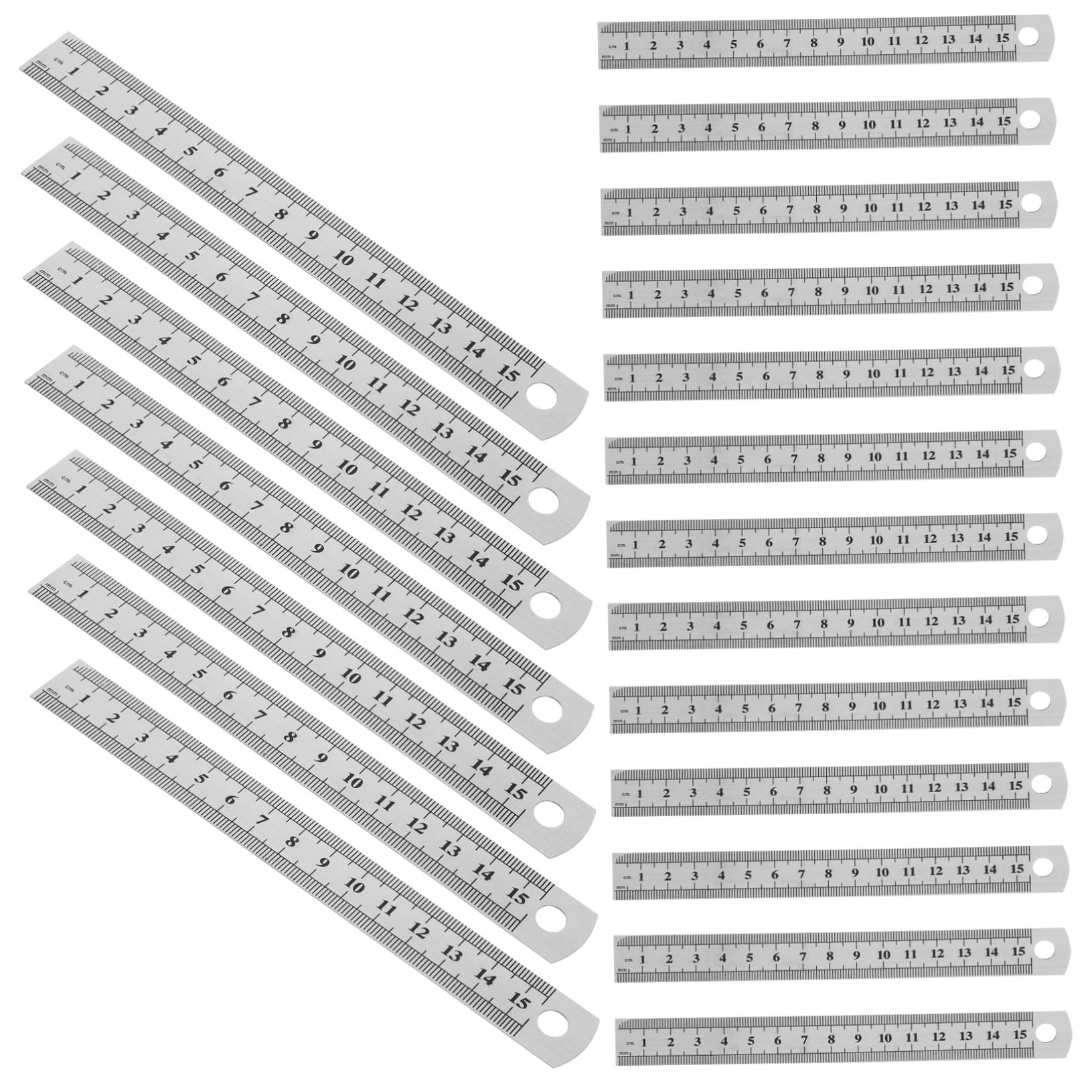 Operitacx 30 Pièces Lot de Règles Acier Inox Règle Droite Double Graduation Outil de Dessin et Mesure pour Guitare Ingénierie et Menuiserie