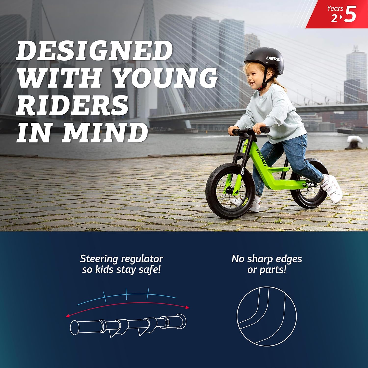 Steering regulator and no sharp edges on BERG Biky