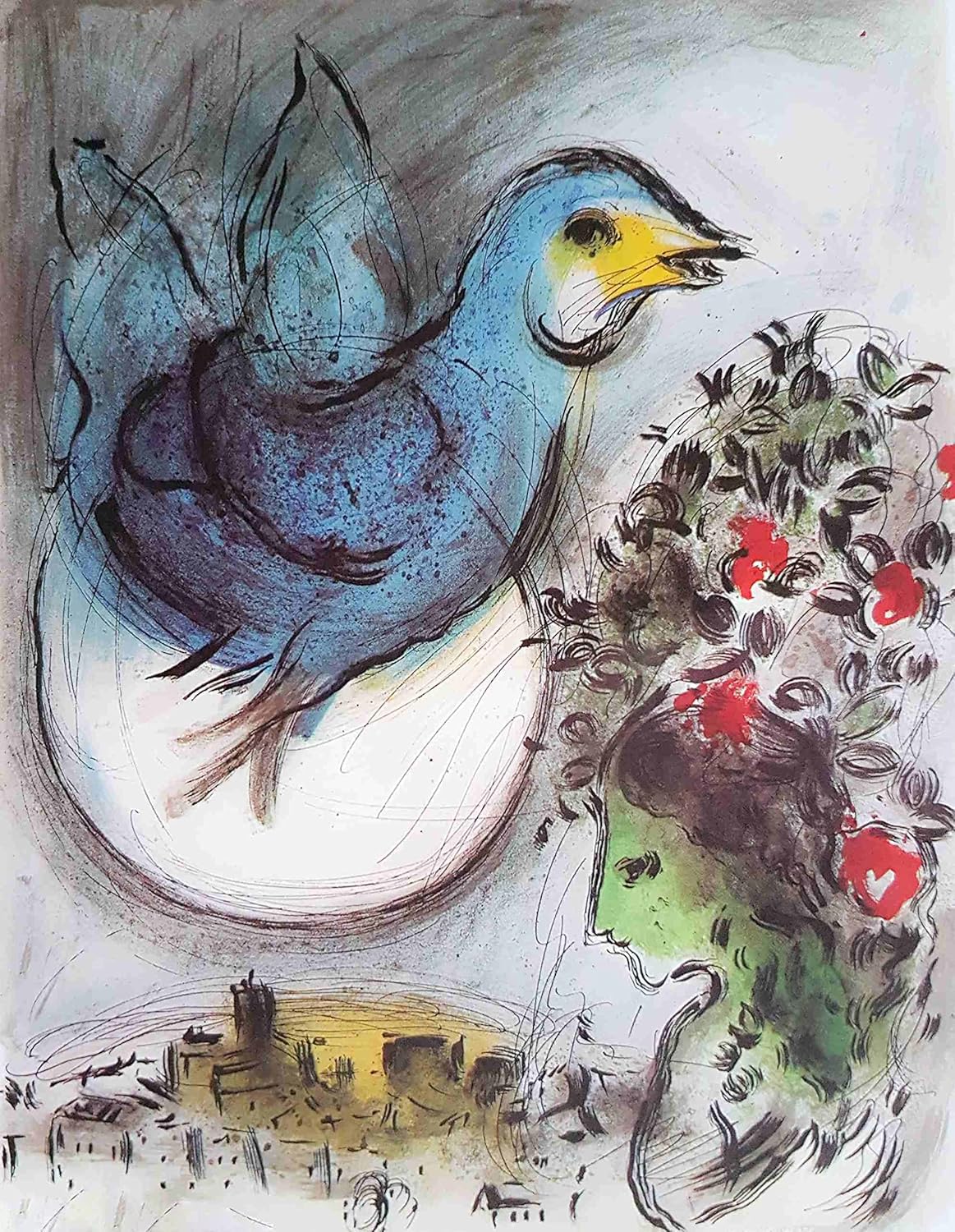 Orjdjz Wxkbl The Blue - Bird By Marc Chagall Poster Retro Wall Art Marc Chagall Canvas Prints Abstract Painting for Home Wall Decor Picture 40x60cm No Frame