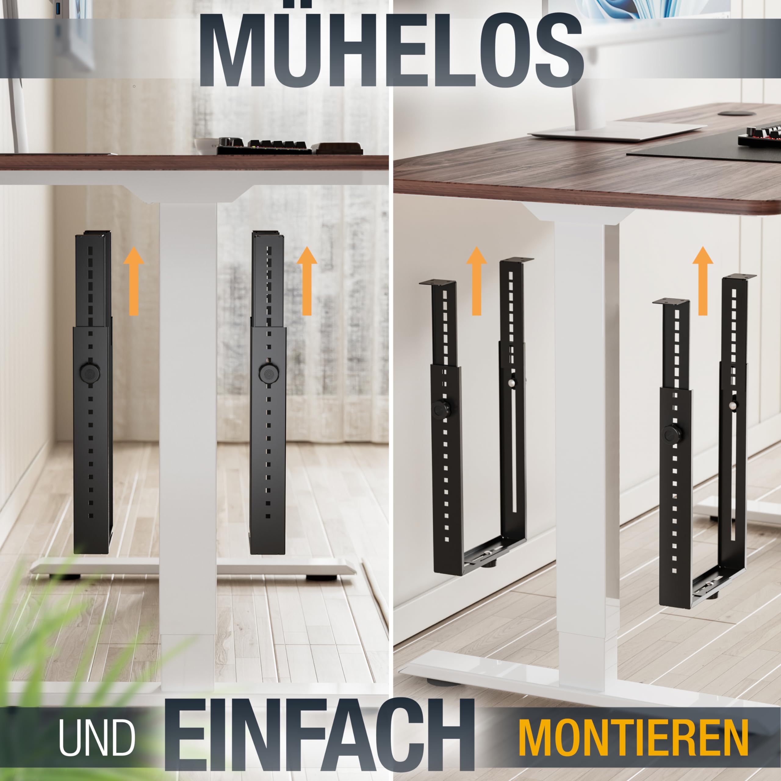 Ricoo Computer PC Halterung unter Schreibtisch Höhenverstellbar Rechner Aufhängung für Untertisch bis Server Rack Gehäuse TRH02-B Tischhalterung Montage Computer-Halterung Halter Flexibel – Bild 2