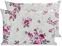 Kit 2 Fronhas Estampadas Percal Flex 400 Fios Zíper 70 X 50 (Flores Pink)