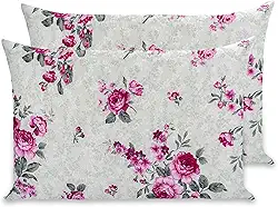 Kit 2 Fronhas Estampadas Percal Flex 400 Fios Zíper 70 X 50 (Flores Pink)