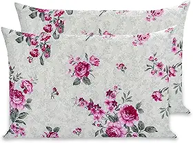 Kit 2 Fronhas Estampadas Percal Flex 400 Fios Zíper 70 X 50 (Flores Pink)
