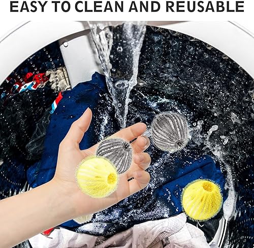 Miniatura 5 de Removedor de pelo de mascotas para lavandería, removedor de pelo de perro para lavandería, bolas de secado reutilizables y bolas de lavado removedor