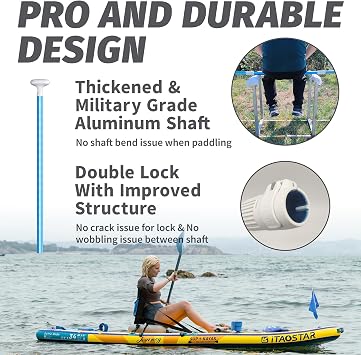 iTAOSTAR Paddle Board Paddle Detachable, Stand Up Paddle for Adults with Double Locks, Kayak Paddle Adjustable with Glass Fiber Blade, Floating Paddle Board Oar with Lightweight