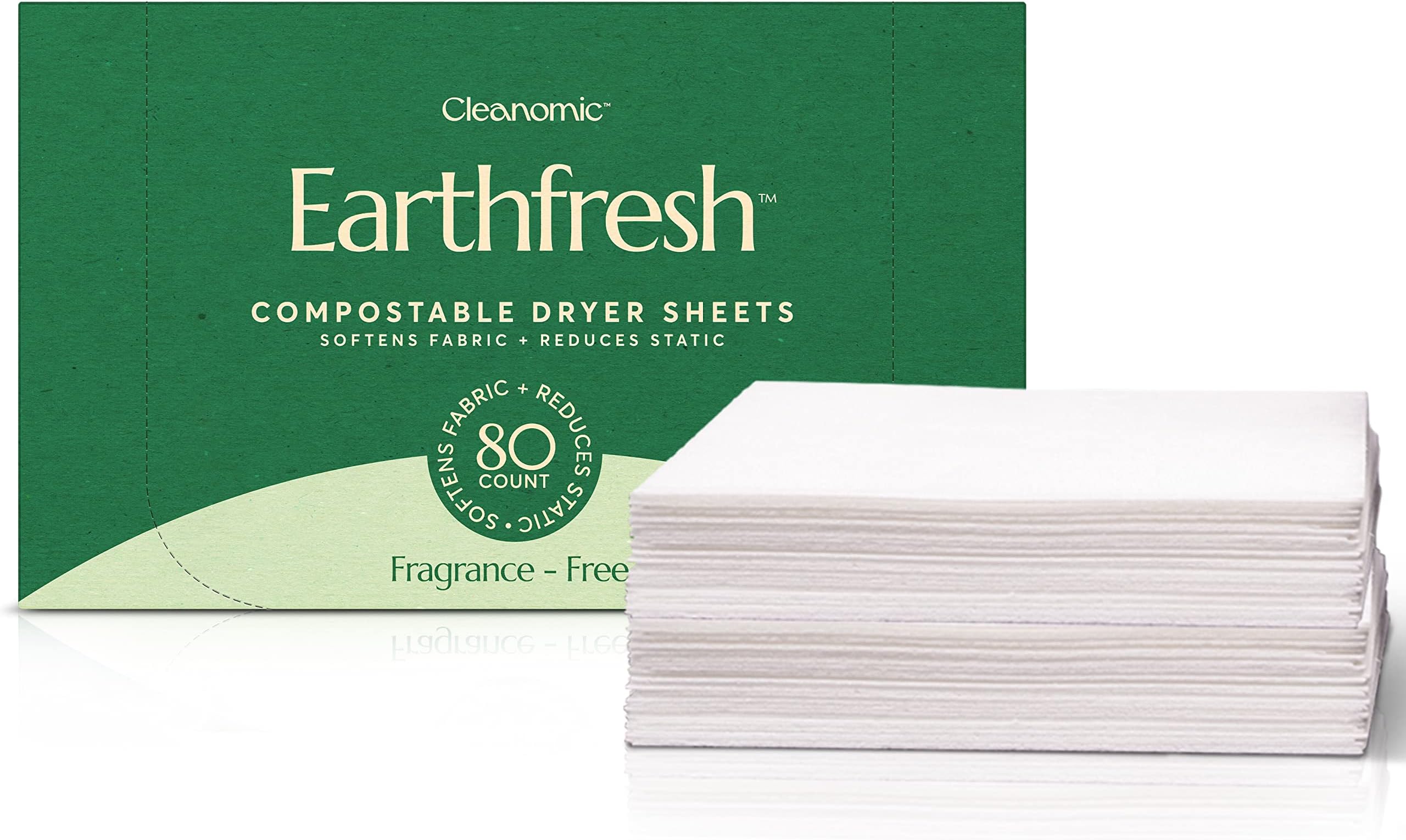- Cleanomic Earthfresh Fabric Softener Sheets Dryer Sheets, Softens & Removes Static Cling, Vegan Laundry Softener With Essential Oils -Fragrance Free