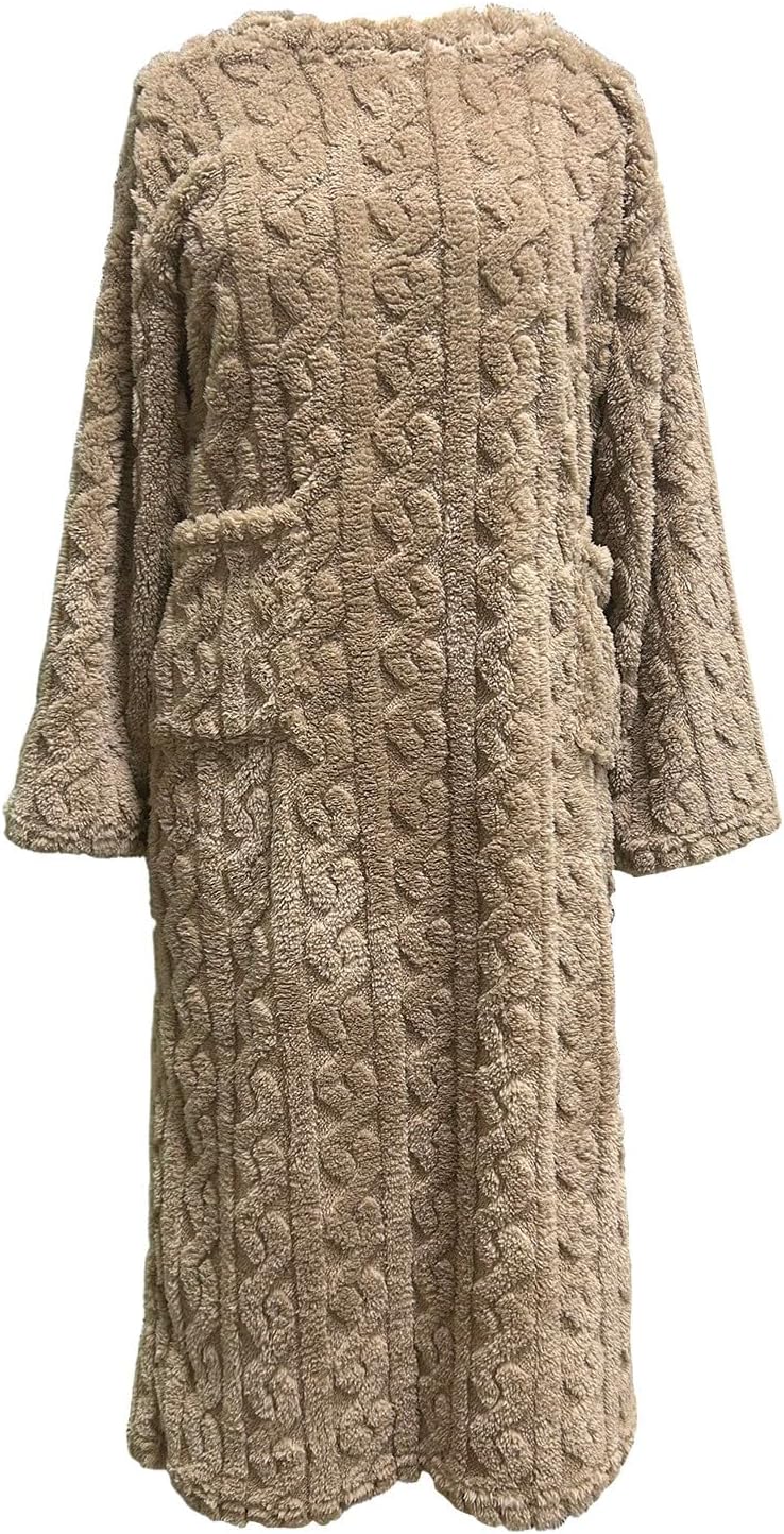 Women's Flannel Nightgown Fuzzy Fleece Cozy Plush Warm Winter Pullover Loungewear Sleepdress O Neck Nightdress - Image 3