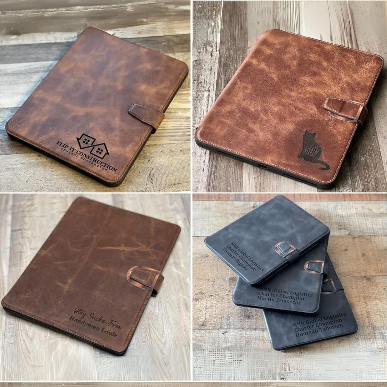 HARDISTON Genuine Leather Handmade iPad Magnetic Closure Case with Separeted Compartments and Card Slots for women & men (10.9" (10th Gen), Black)
