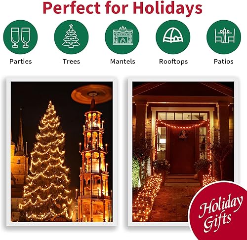 Miniatura 8 de LAMPHOME Mini luces naranjas de Acción de Gracias, 100 unidades de 19.6 pies de cadena de luces de otoño, conectables de 120 V enchufables al aire