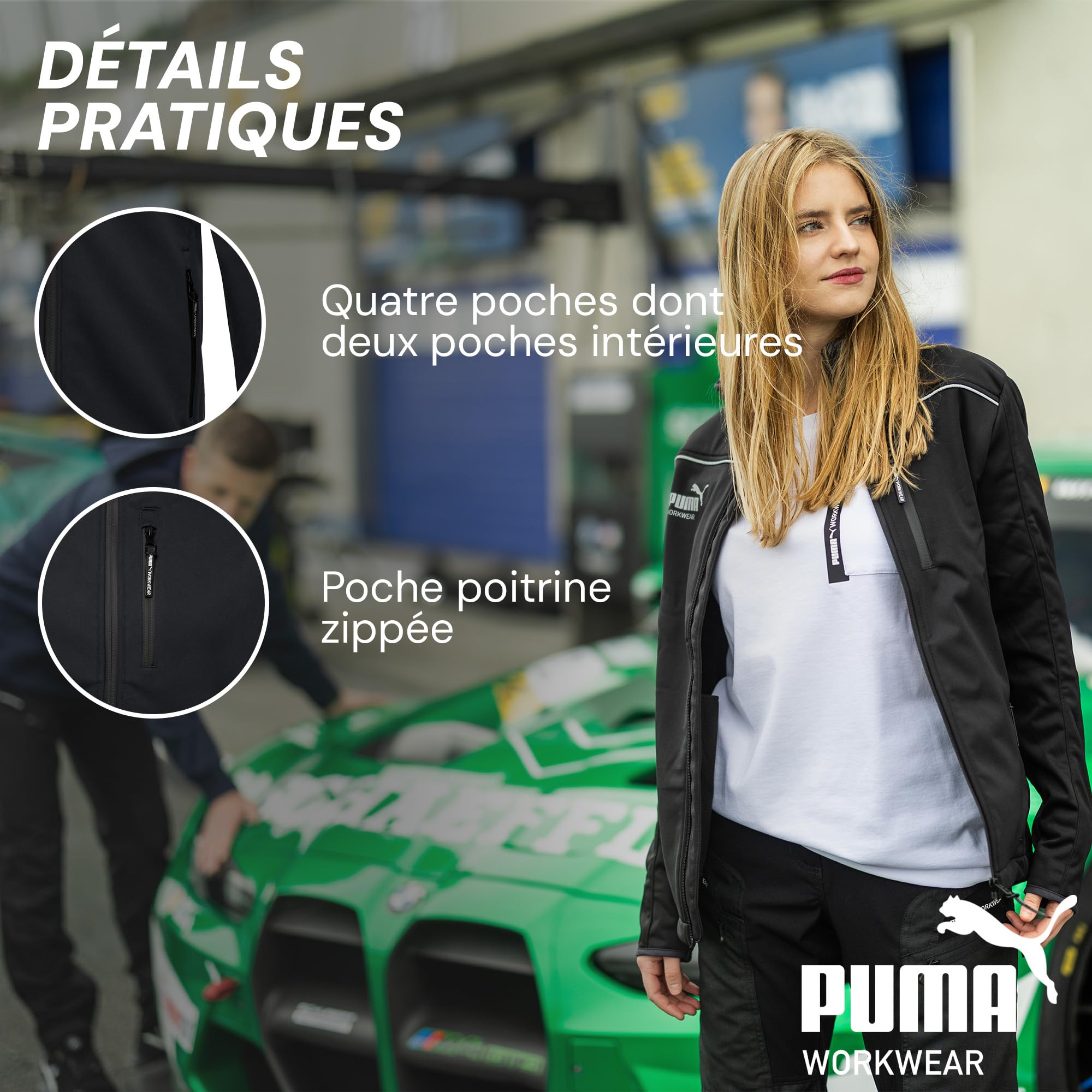 PUMA WORK WEAR Veste de travail de qualité supérieure - Veste softshell en tissu robuste et réflecteurs