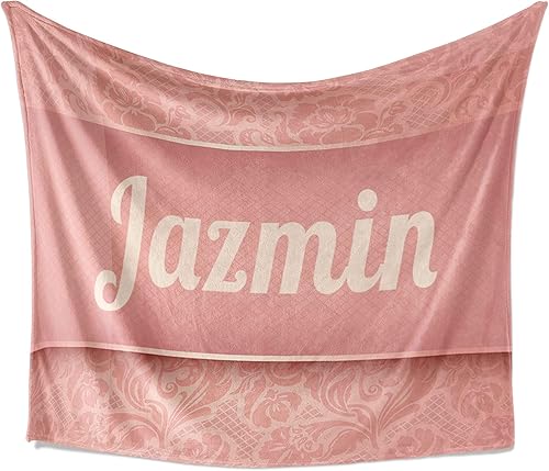 Jazmin - Manta personalizada de color rosa, suave material Sherpa de alta calidad, 50.0 x 59.8 in, regalo de cumpleaños, idea divertida especial