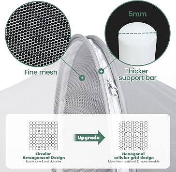 Orzbow Bassinet Cover for Cats - Half-Blackout Breathable Mosquito Net Canopy for Cradles/Travel and Mini Cribs, Baby Mosquito Net to Keep Pets Out, Baby Bassinet Accessories, Two-Way Zippers, White