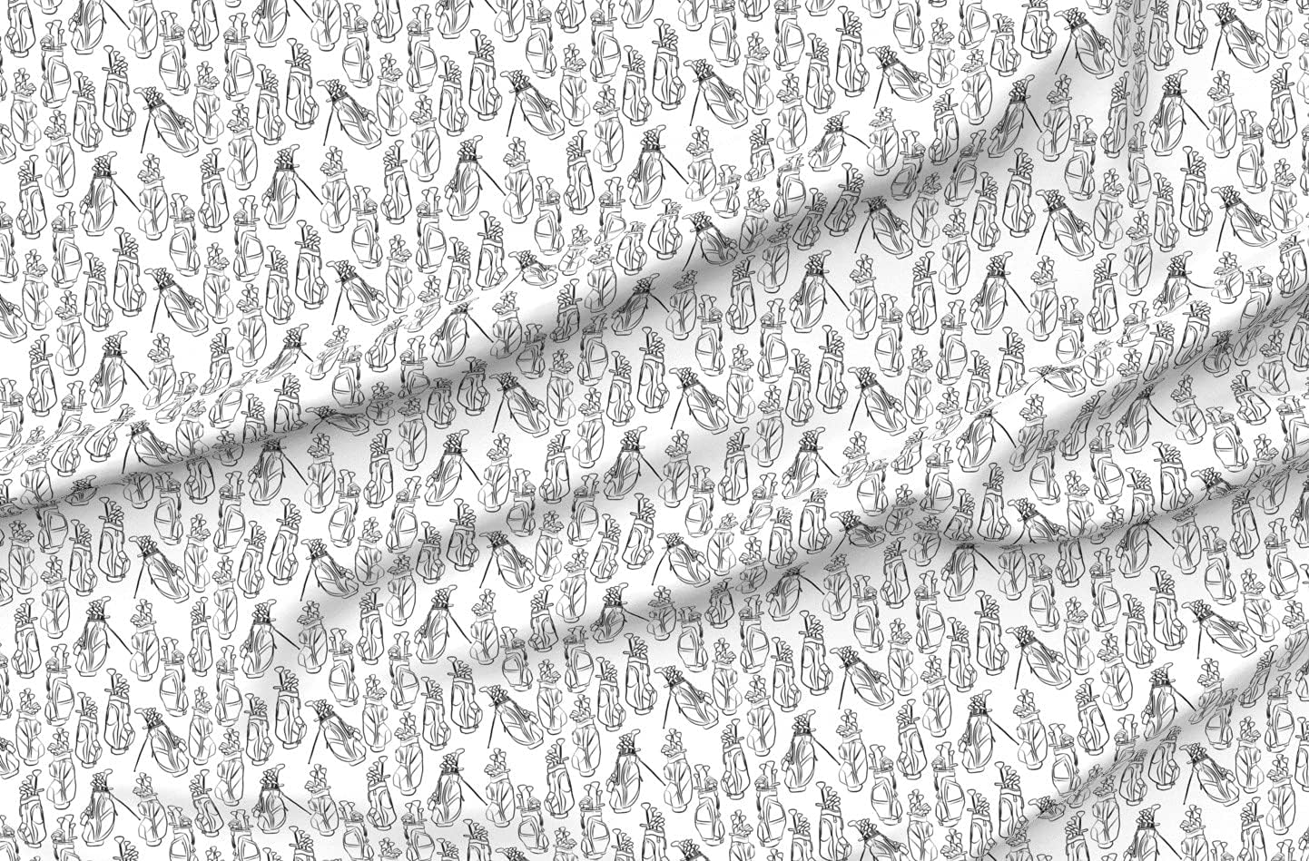 Spoonflower Fabric - Golf Black White Golfing Sports Womens Printed on Polartec(R) Fleece Fabric by The Yard - Sewing Blankets Loungewear and No-Sew Projects