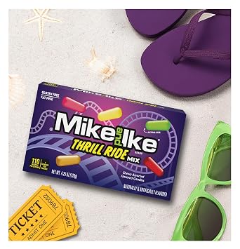 Mike and Ike Variety Pack of 2 - Ice Cream Truck Mix and Thrill Ride Mix - One Box of Each - Delicious Flavors and Fun for the Whole Family - Take on the go for Easy Snacking