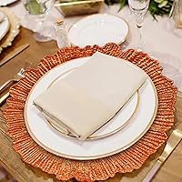 Vista 3 de MAONAME Platos Base Naranjas, Platos Base de Arrecife para Plato de Cena, Platos Base de Plástico de 13 Pulgadas para Decoración de Bodas, Juego de 6
