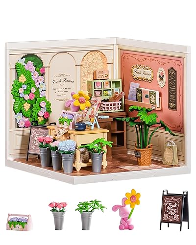 Rolife Super Creator Kits Fresh Flower Shop, Tiny House Building Blocks for Little Dolls, DIY Plastic Mini House Model Building Kits for Teens Aged 14+, DIY Crafts/Hobbies for Adult(Fresh Flower Shop) - Fresh Flower Shop