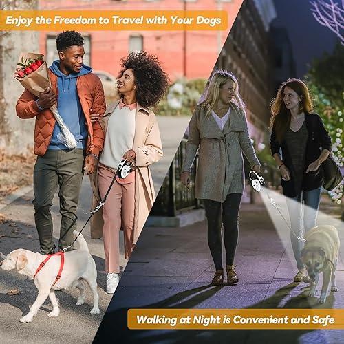 Miniatura 12 de Correa retráctil resistente para perros grandes, correa de perro de 26 pies con soporte para bolsa de excrementos de hasta 110 libras, con cable a